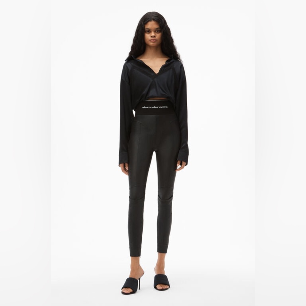 Rare Alexander Wang black high-waisted zip leather leggings
